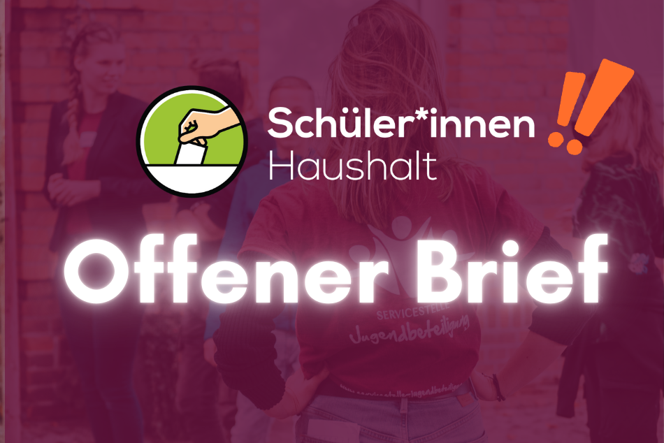 Das Bild zeigt das Logo des Schüler*innenHaushaltes und den Schriftzug "Offener Brief"